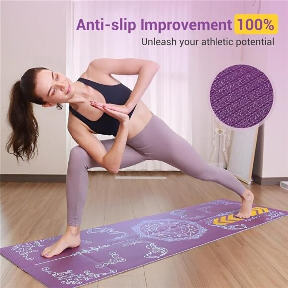 Foldable Travel Yoga Mat Print | 5mm &6mm Thick Large Pilates Mat | Non-Slip - Picture 3 of 7